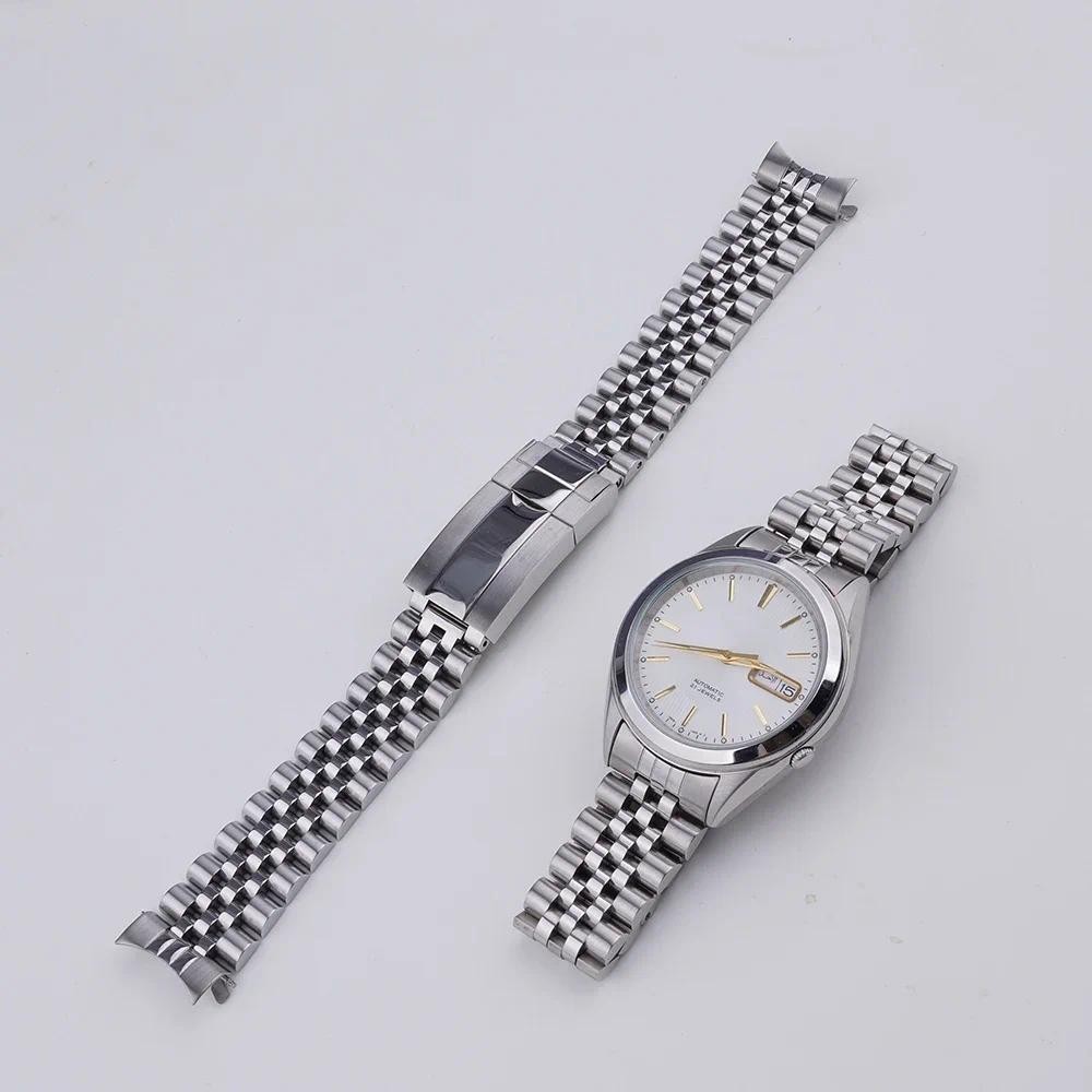 Pulseira De Relógio De 18mm Para Seiko 5 SNKL41 SNKL43 SNKL45 SNKL47 Prata Ouro Oco Curvado Parafuso Sólido Links Jubile