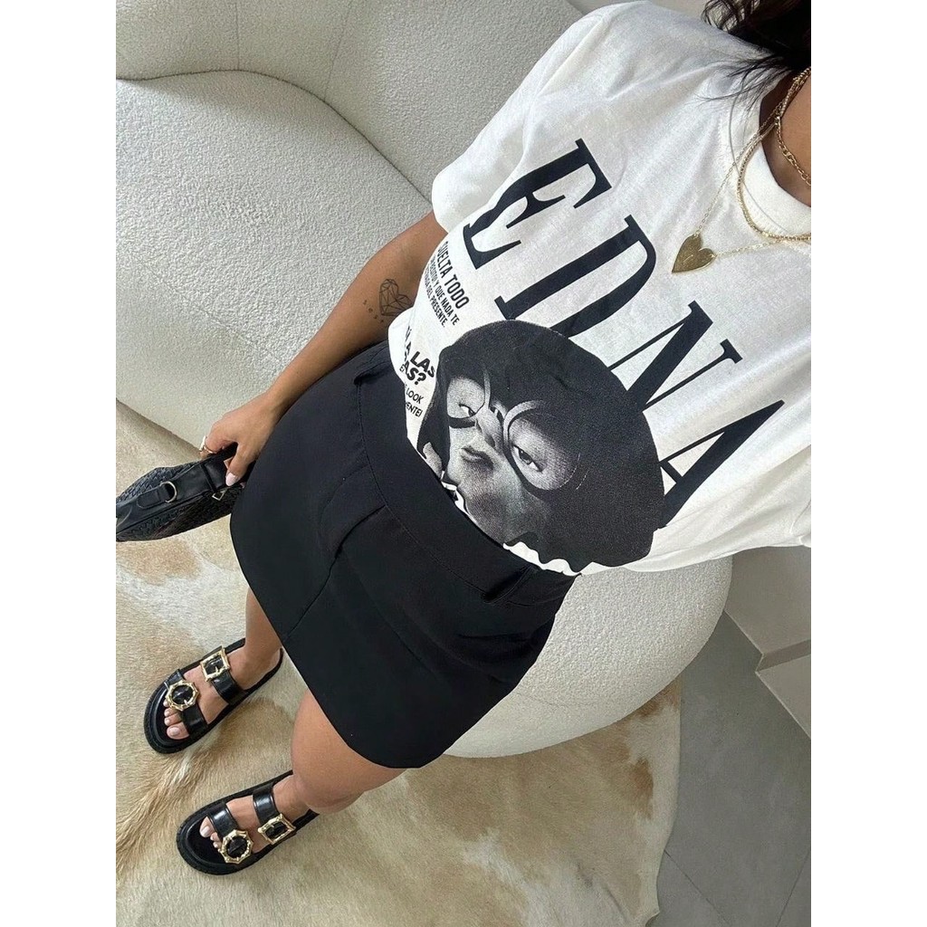 T-Shirt Feminina Estampada Camiseta 100% Algodão blusa feminina oversized blusa academia feminina ÚNICA Y IRREPETIBLE