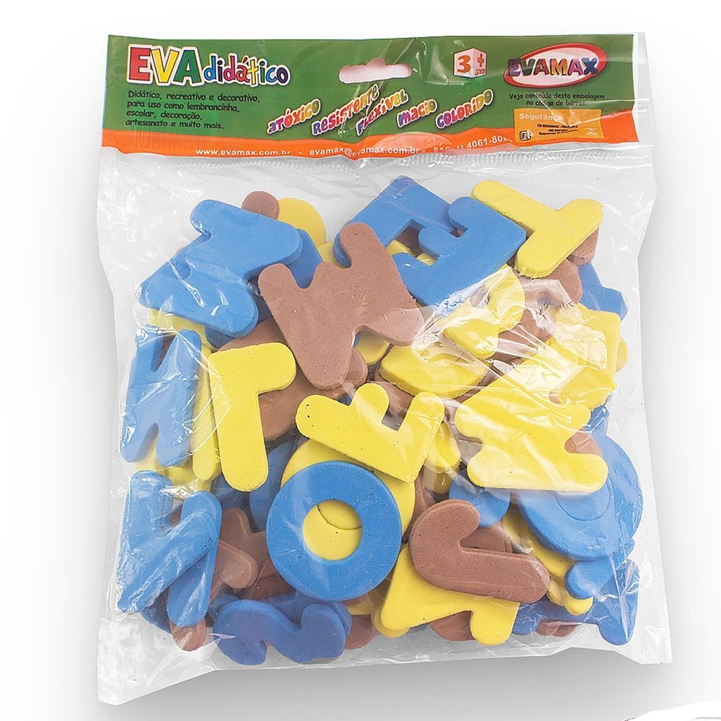 Eva Didático 5x4cmx5mm Abc + Vogais Grande Bastão 93 Peças