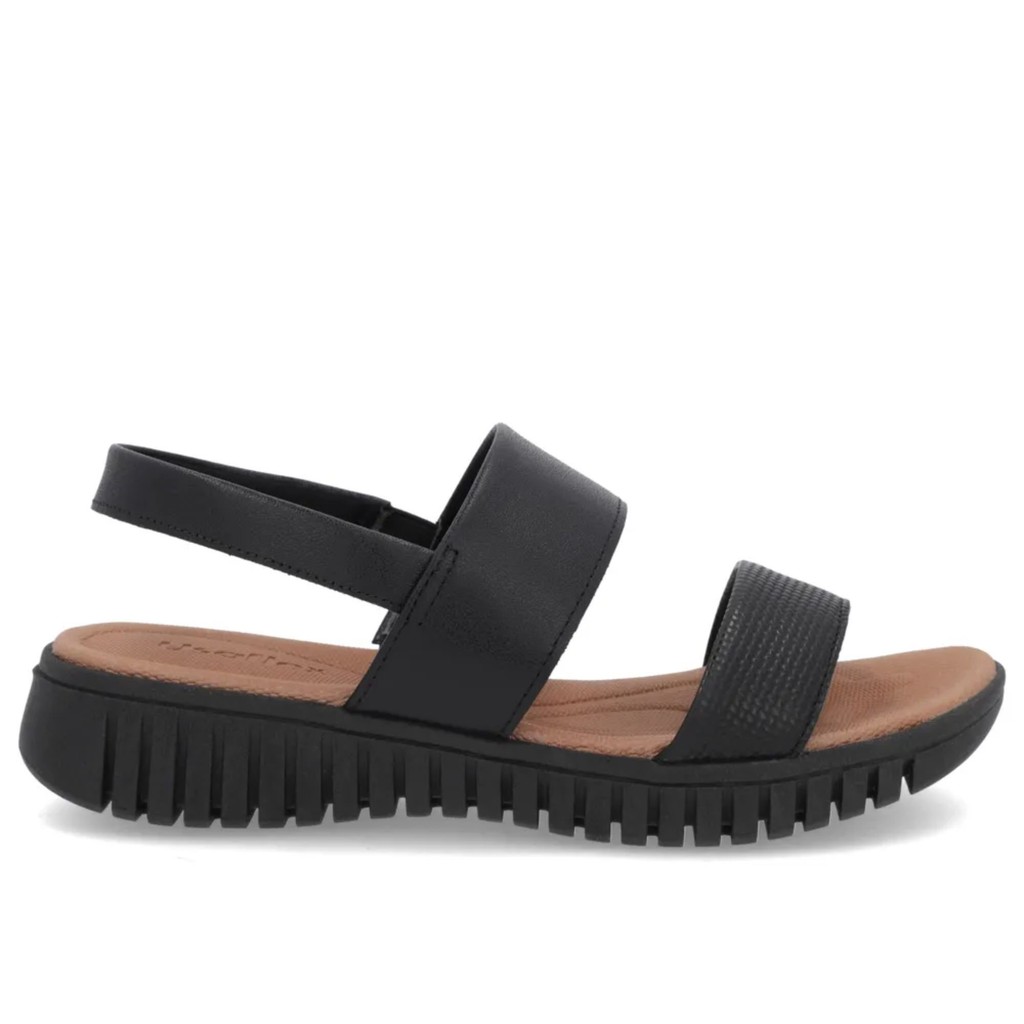 Sandália Usaflex Feminina Confort Couro Confortável Anabela Baixo Elástico Ortopédica Macio Idosos Anatômica UC21004001