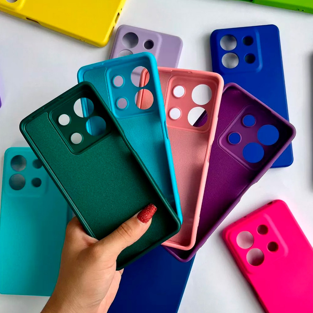 Capa Case Silicone Para RedMi Note 13 4g com Proteção De Câmera Aveludada no interior
