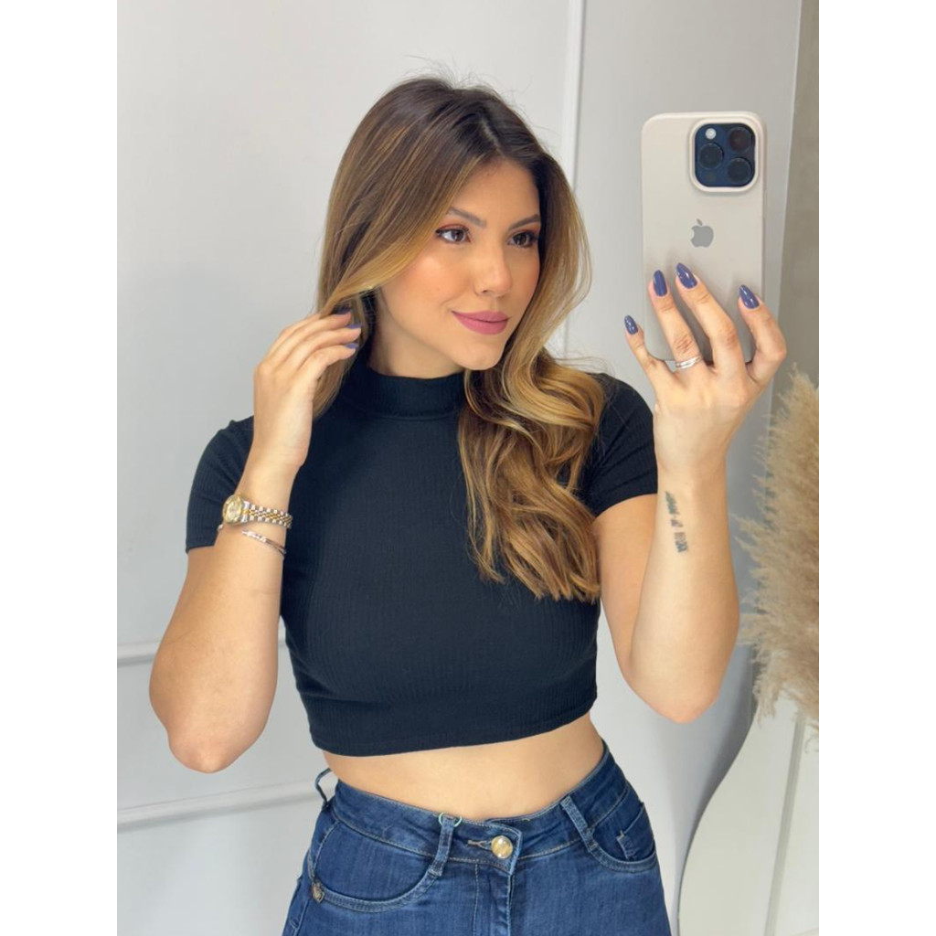 Cropped Canelado Elastano Power Lançamento