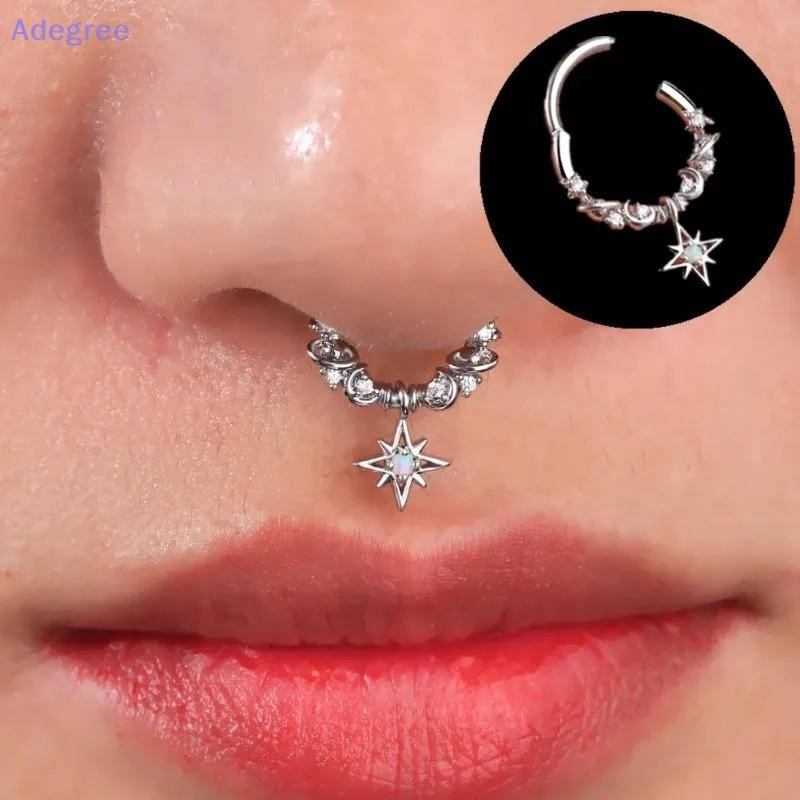Adegree Moda Cristal Aço Inoxidável Septo Hoop Clickers Nariz Anel Feminino Tragus Cartilagem Helix Piercing Brincos Jói