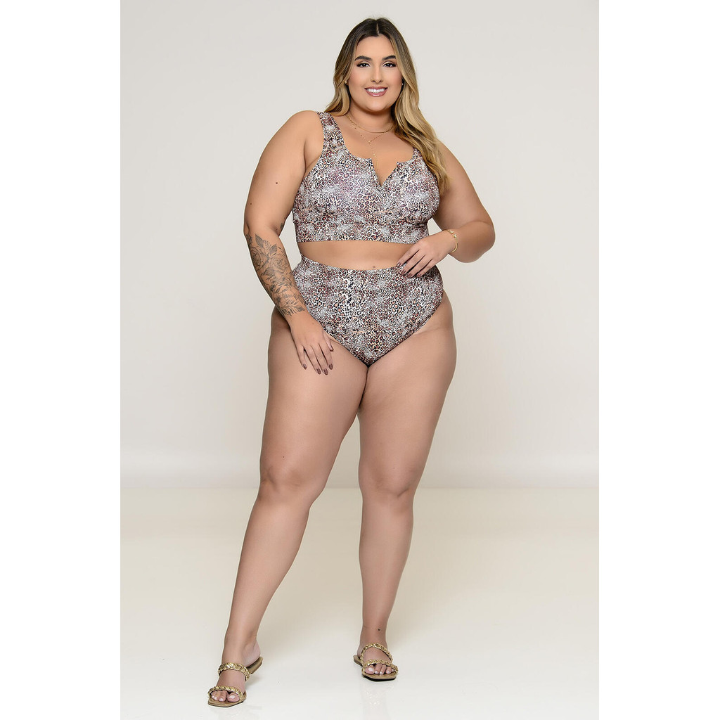Biquíni Plus Size Animal Print Com Top E Calcinha