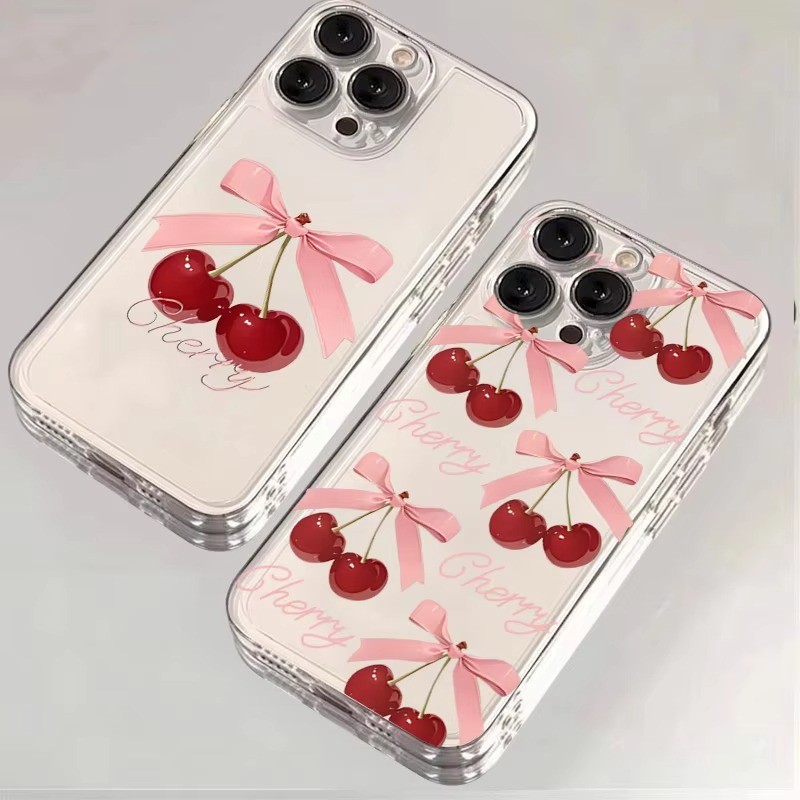 Cereja Impresso Caso De Telefone Para iPhone 16 14 15 13 11 12 Pro Max 16E X XS XR 7 8 Plus SE 2020 Claro Capa Macia em Oferta na Shopee