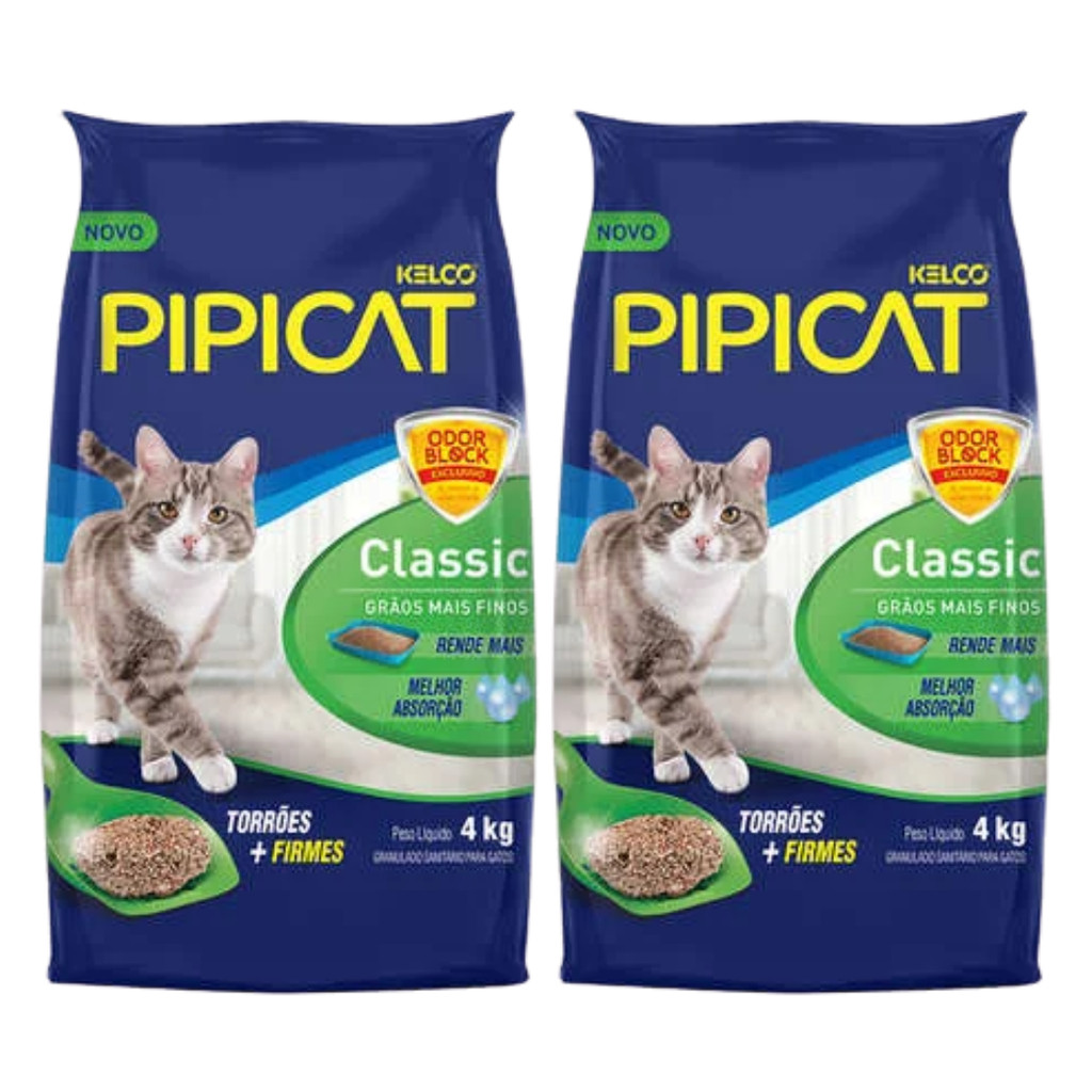 2 Un. Areia Sanitária Pipicat Classic 4 kg Kelco em Oferta na Shopee