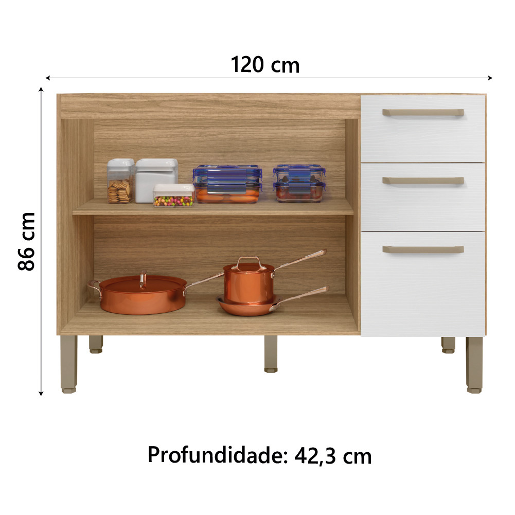 Detalhes do Balcão Gabinete Para Pia 1,20m Versalhes Kit's Paraná