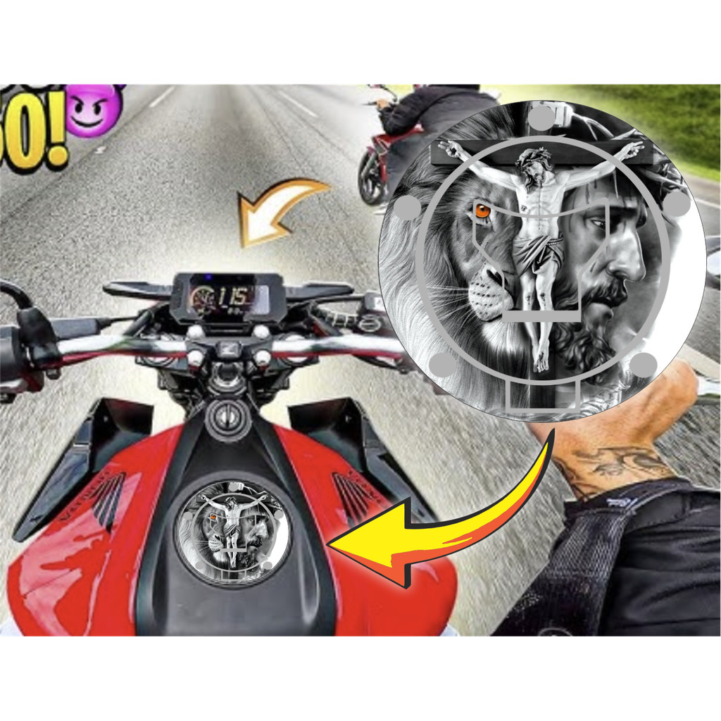 Protetor para Tampa do Tanque Moto Adesivo Decorativo Tankpad Cg Fan Titan Xre Cb600