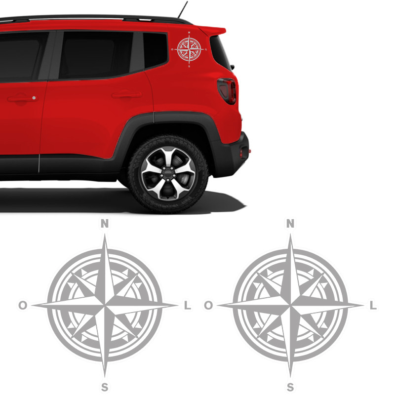 Adesivos Jeep Renegade Bussola Rosa Dos Ventos Lateral Prata em Oferta na Shopee