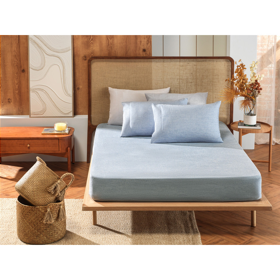 Jogo de Cama Solteiro Diamond Linenn Microfibra Premium Efeito Linho Lençol Elástico e Fronha 50x70cm 2 Peças Appel