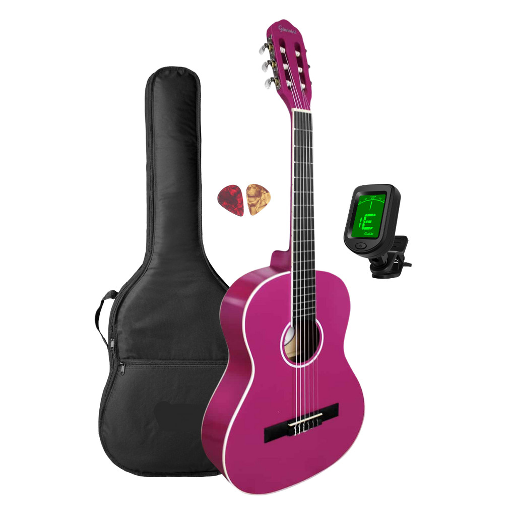 Violao Infantil Giannini 3/4 Rosa Brilhante Capa e Afinador