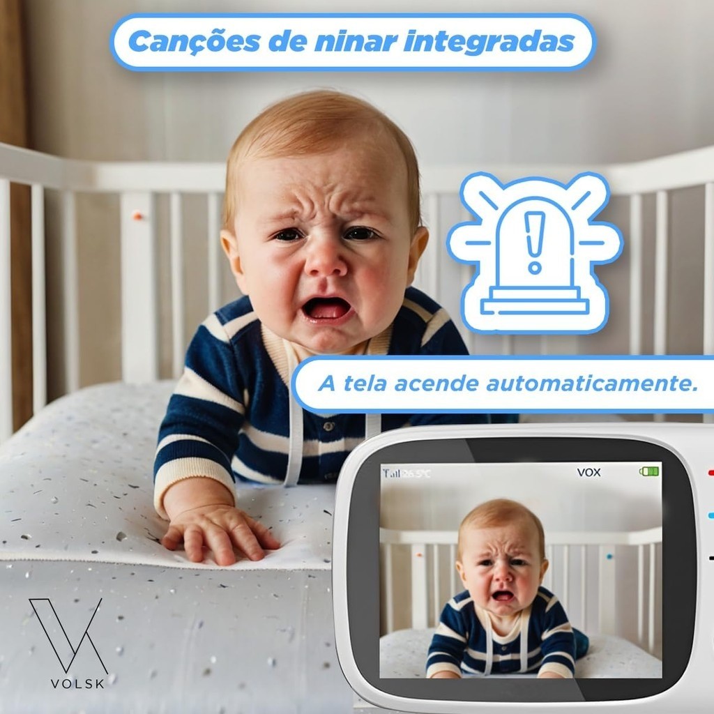 Baba Eletrônica Com Monitor Visão Noturna, Câmera c/ Audio Sensor de Temperatura — imagem 2 de 2