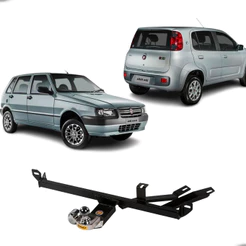 Engate Reboque Fixo Mult Fiat Uno Mille Way 2004-2014 com Bola 50mm Tomada Elétrica Capa Protetora Plaqueta Técnica