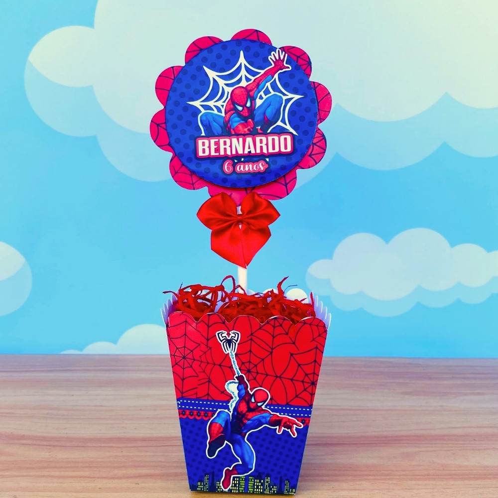 Centro de mesa HOMEM ARANHA CACHEPO Lembrancinhas Personalizadas | já vai semi montado