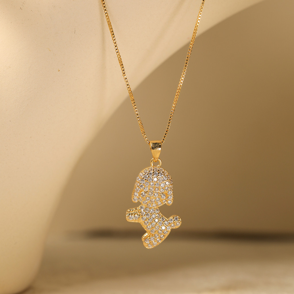Novo Colar Feminino Banhado a Ouro 18k Pingente De Cachorro Colar De Ouro Zircônia Embutido Luxo E Requintado Feminino