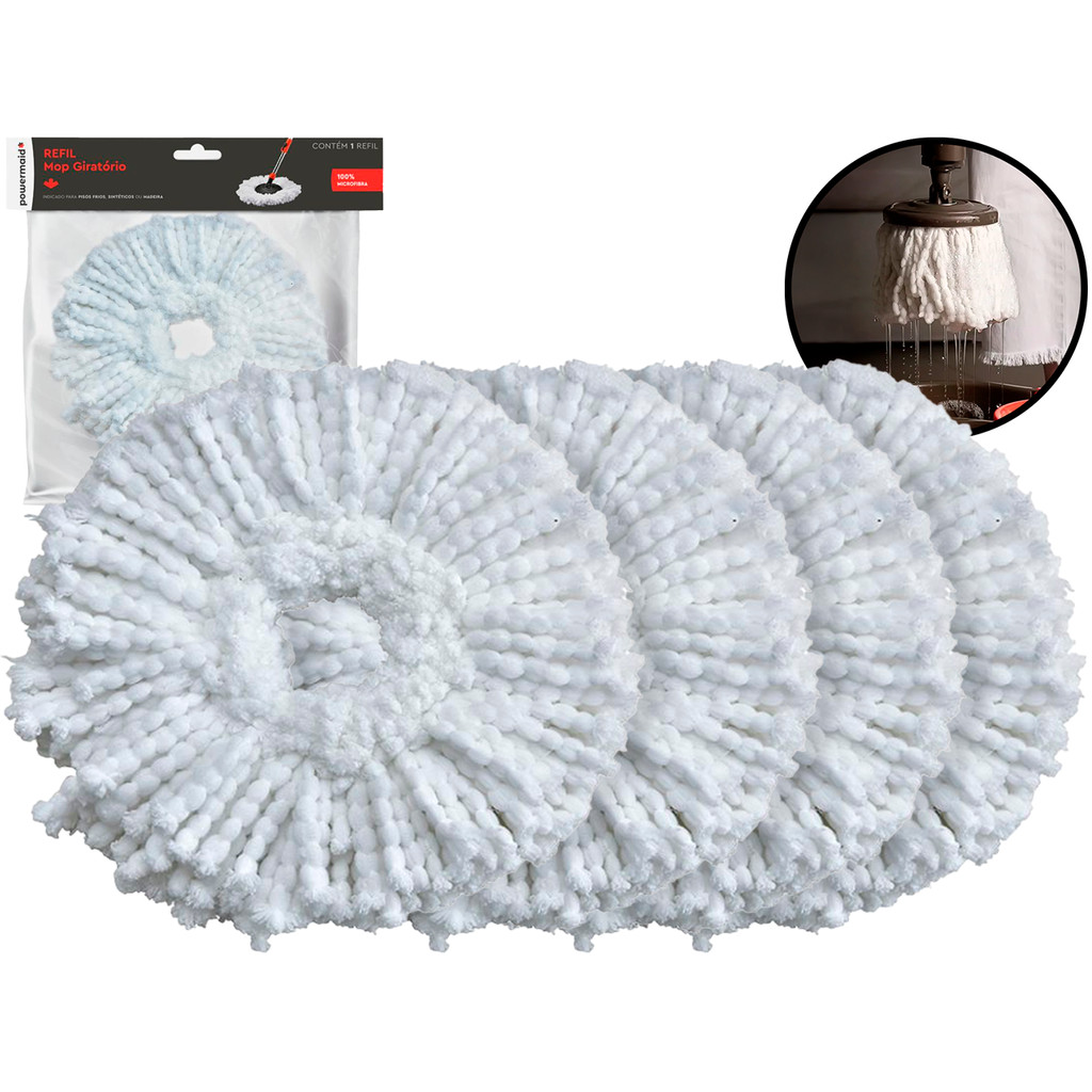 Kit 4 Refil Microfibra Mop Giratório Esfregão Lava Seca Limpeza Casa Pisos Multiuso Tamanho Único	 em Oferta na Shopee