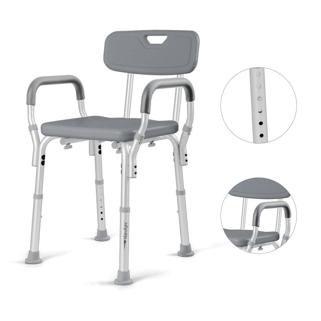 Banco Para Banho Em Alumínio Com Encosto e Apoio de Braço Até 130 Kg - Hidrolight em Oferta na Shopee