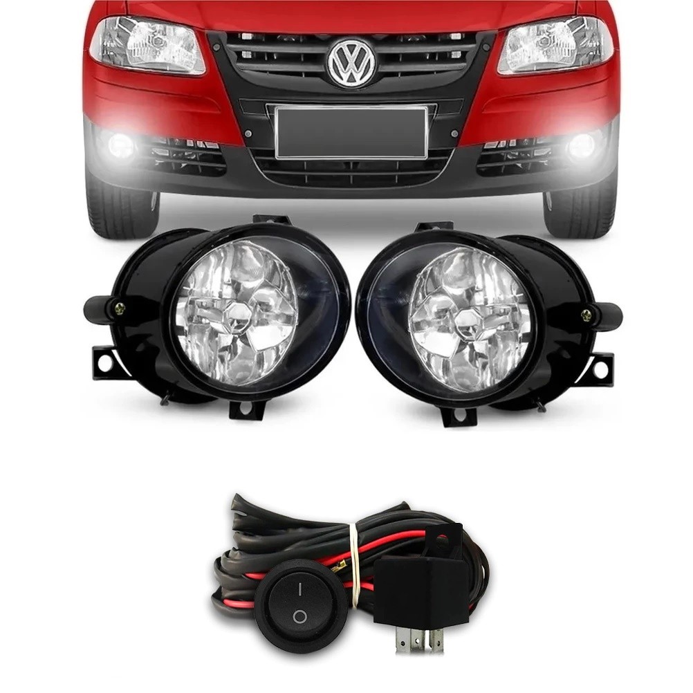 Kit Farol Neblina Milha Gol Parati Saveiro G4 Fox 2003 / 2009 botão universal