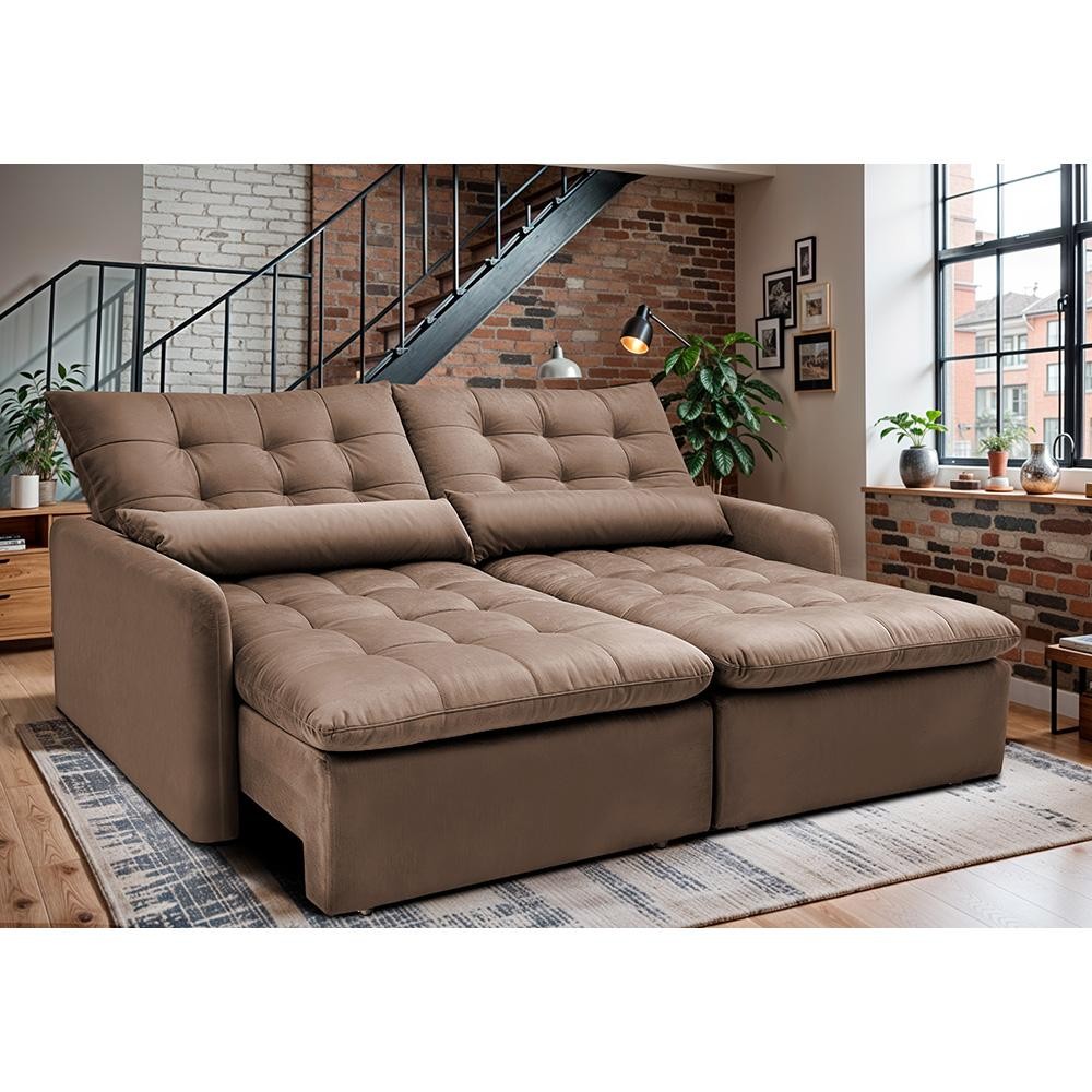 Sofá Sem Caixa 1,80m SoftGel Celeste. Velusoft Cama inBox em Oferta na Shopee