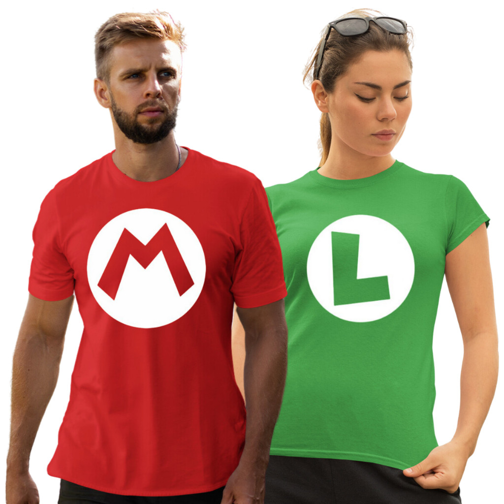 Kit 2 Camisas Casal Mario E Luigi Camisetas Mozão Aniversarios Eventos Balada