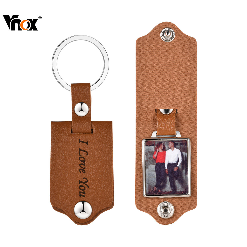 Chaveiro Personalizado Com Foto De Couro Vnox Para Homens E Mulheres , De Aniversário Nome Gravado , Presente De Natal D em Oferta na Shopee