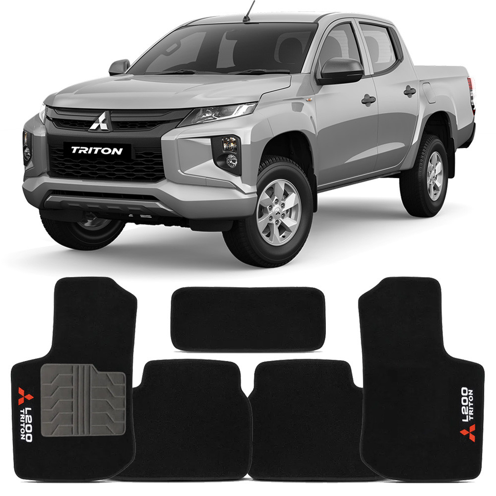 Tapete Mitsubishi L200 Triton 2018 a 2021 Requinte M03.024 Carpete Preto 5 Peças