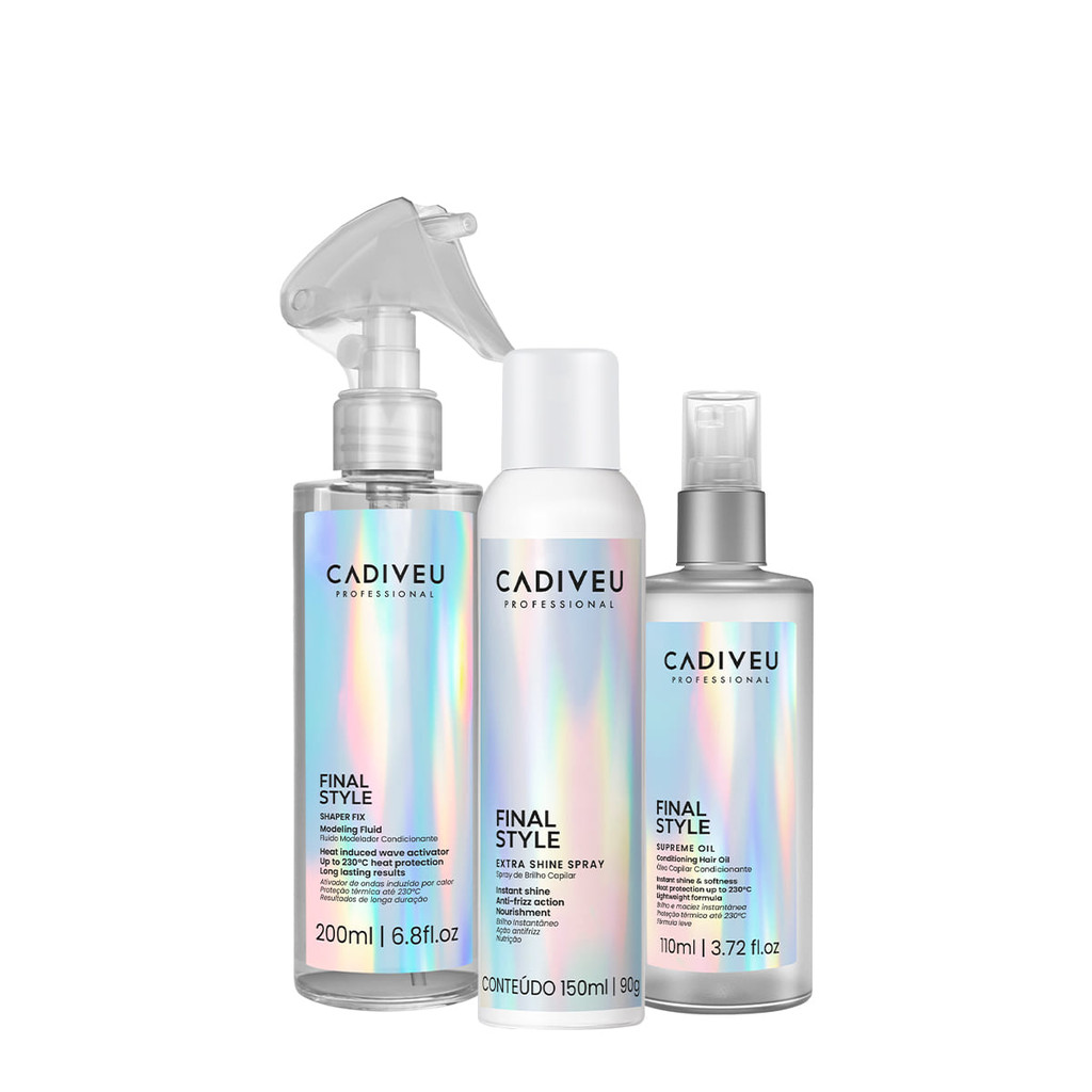 Kit Cadiveu Professional Final Style Supreme Óleo G Fluido e Spray Brilho (3 produtos) em Oferta na Shopee