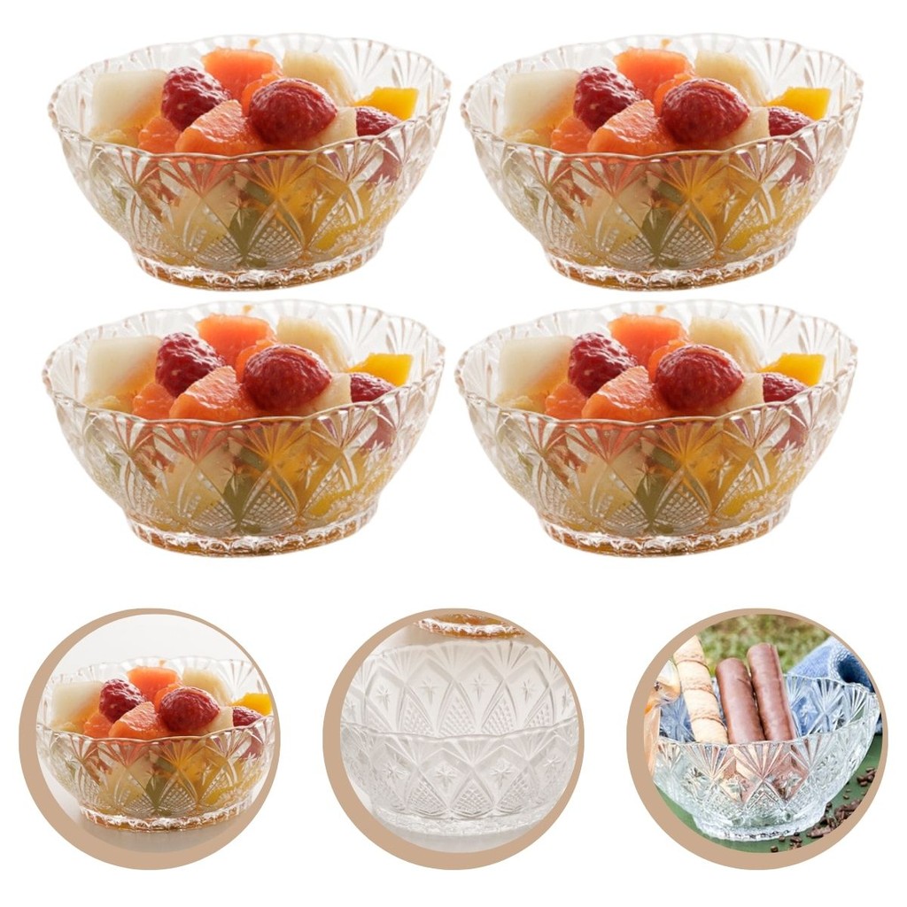 Kit 4 Potes Bowl De Cristal de Mesa Decoração para Sobremesa Petiscos - Home & Living