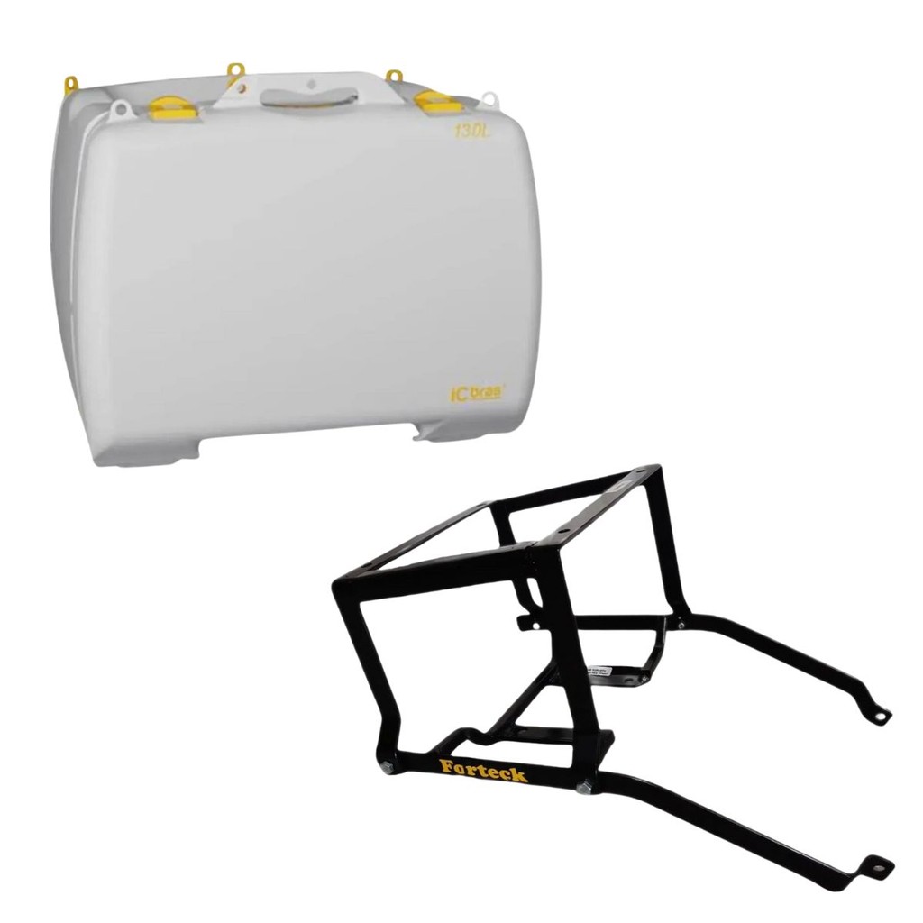 Caixa Baú Moto 130L Branca + Suporte Reforçado Várias Motos | Forteck
