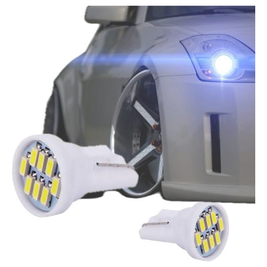 Par Led Meia Luz Pingo T10 Automotivo Carro Moto Placa Ré
