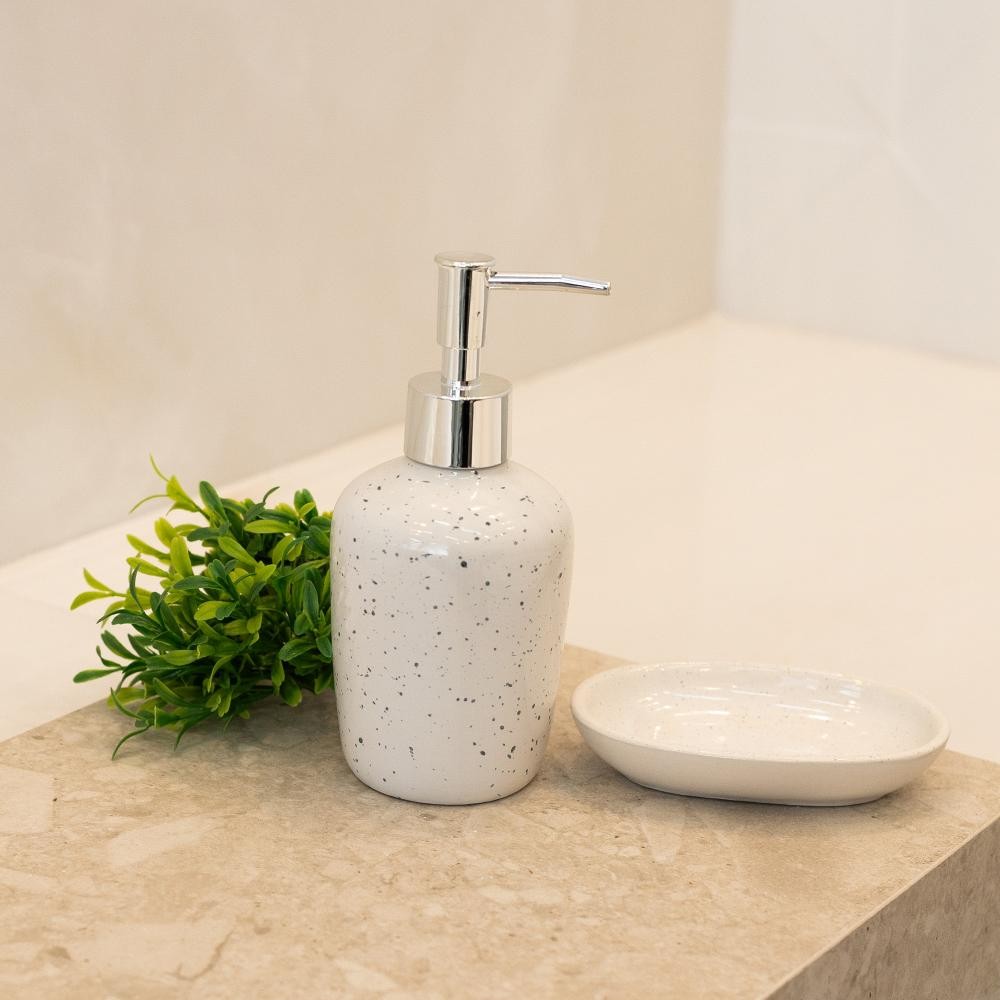2 Peças para Banheiro Wolff Dots de Cerâmica Branco em Oferta na Shopee