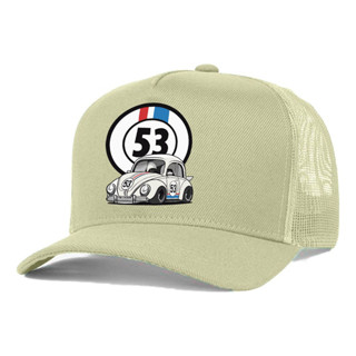 Boné Trucker Bege Liso Redinha Herbie 43 Fusca Aba Curva em Oferta na Shopee
