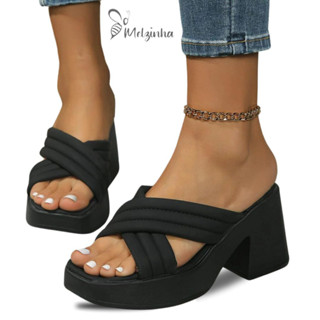 Tamanco Confort Plataforma Salto Super Confortável Blogueiras Lançamento em Oferta na Shopee