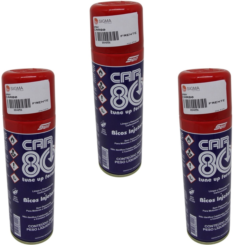 Kit C/ 3 Descarbonizante Car80 Do Motor Tbi Limpa Bico Carbu