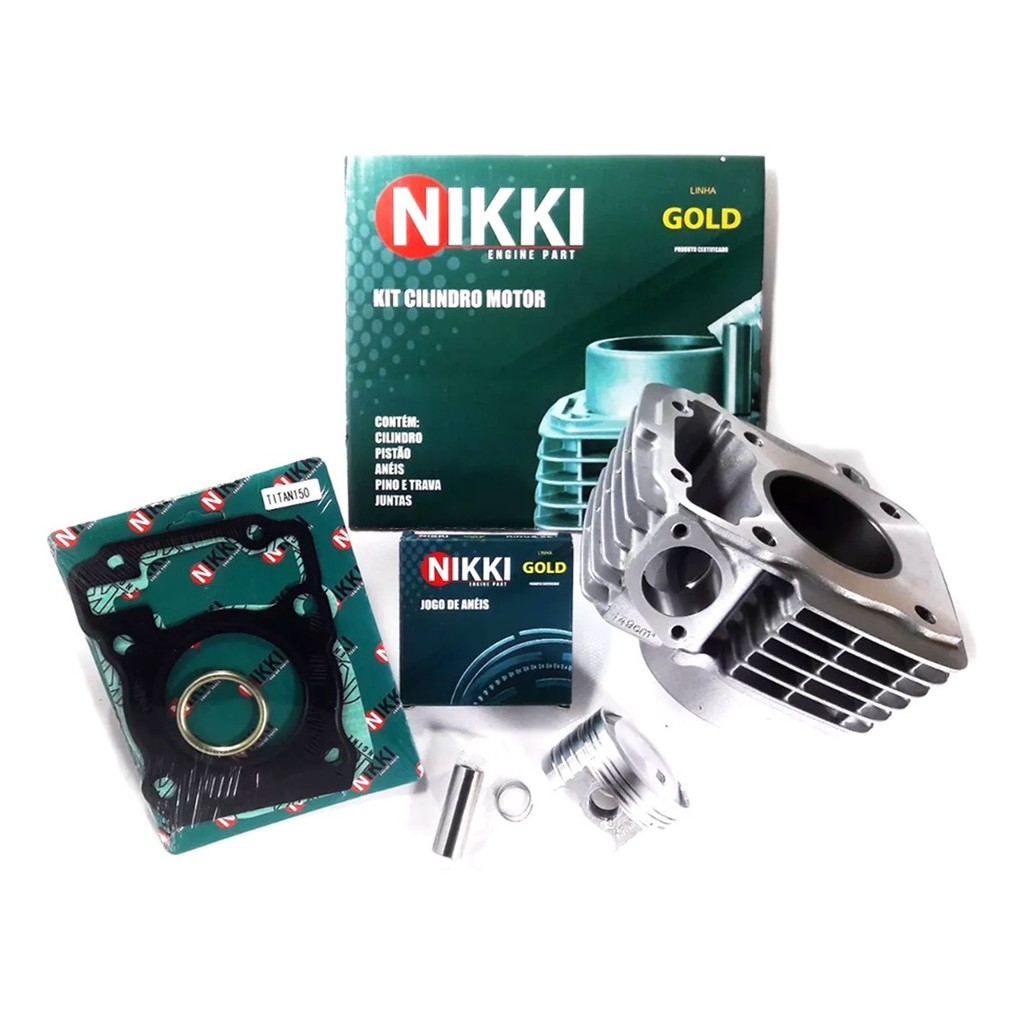 Kit Motor Nikki Cilindro Pistão Anéis Titan Bros Fan 150 em Oferta na Shopee