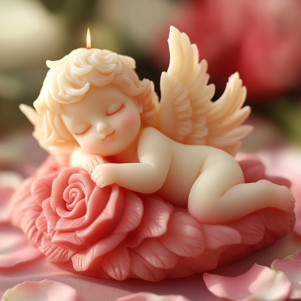Moldes De Silicone Para Velas Em Formato De Anjo Rosa , Molde Com Pedra Difusora Artesanal Fazer , Resina , De Aromatera