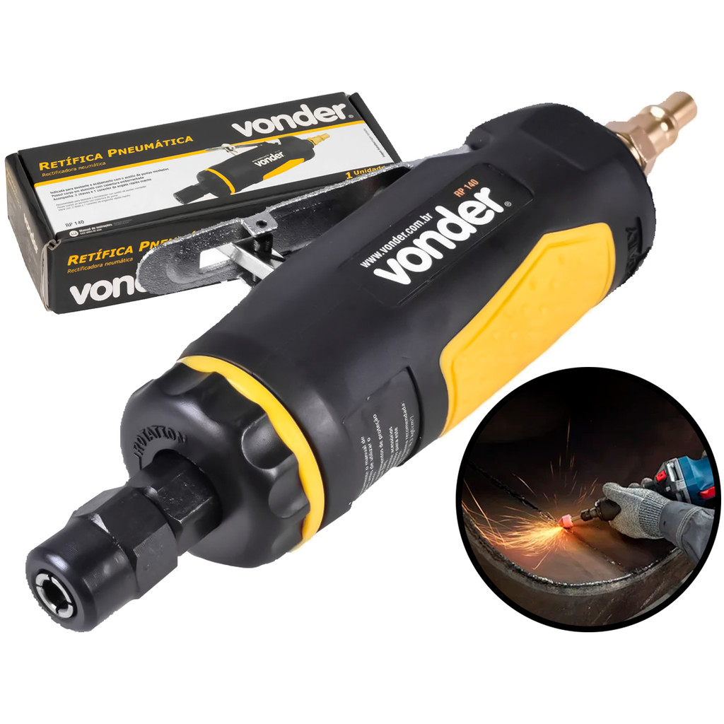 Retífica Pneumática Alumínio Curta Reta Para Acabamentos Removedor De Rebarbas 1/4' Vonder em Oferta na Shopee