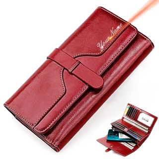 Carteira Longa Feminina De Couro Genuíno , Presente Personalizado Para Seu Nome , Gravura , Porta-Cartões , Carteiras , em Oferta na Shopee