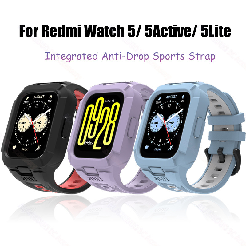 Pulseira De Silicone Para Xiaomi Redmi Watch 5 4 Active Lite Case Sports Band Smartwatch Substituição 5Active TPU Anti-Q