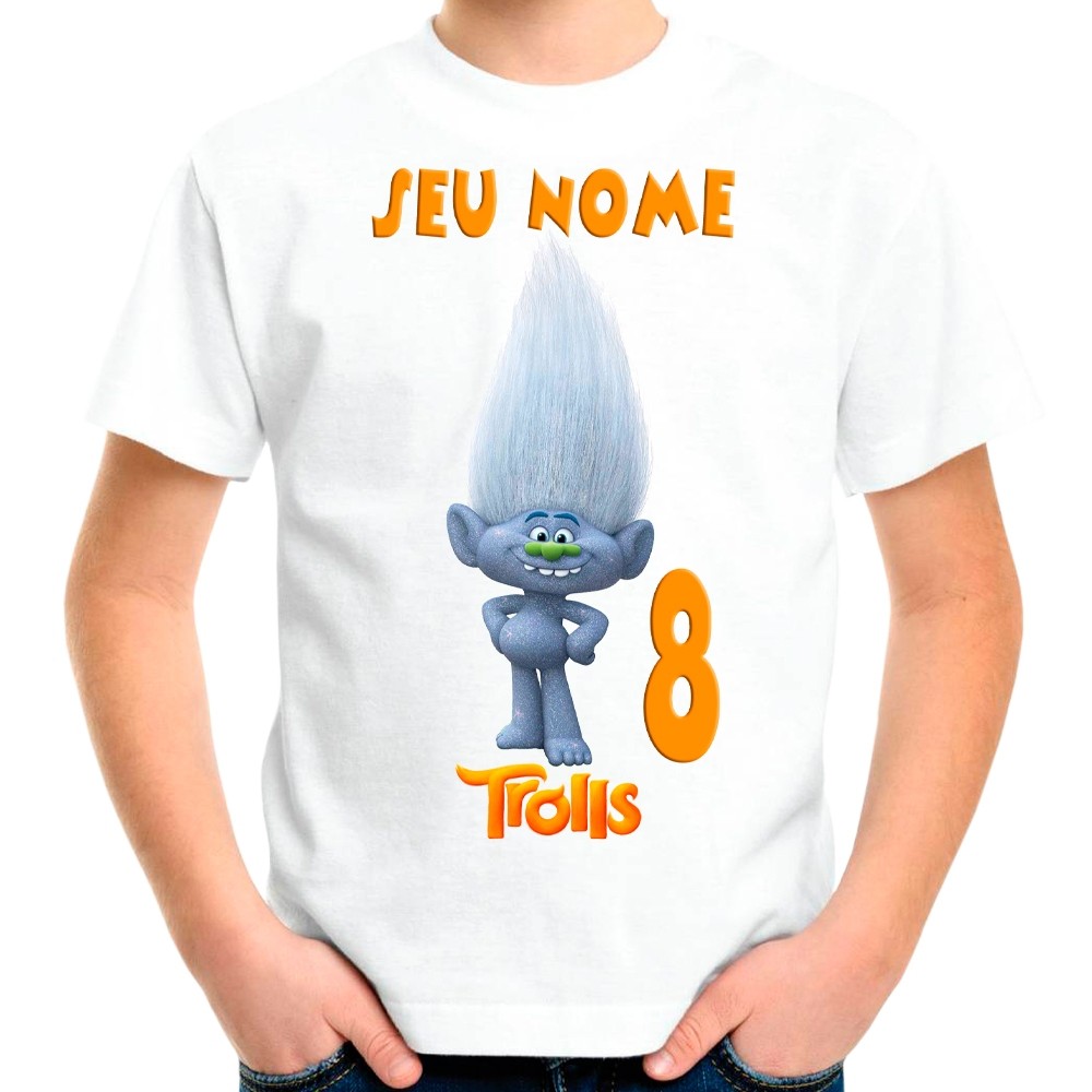 Camiseta Trolls Gui Diamante Pose Camisa Personalizada Adulto e Infantil