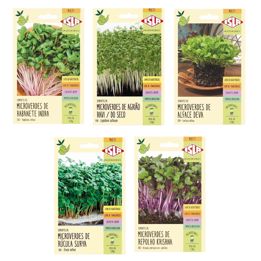 Kit Semente Isla Minha Horta 5 Microverdes em Oferta na Shopee