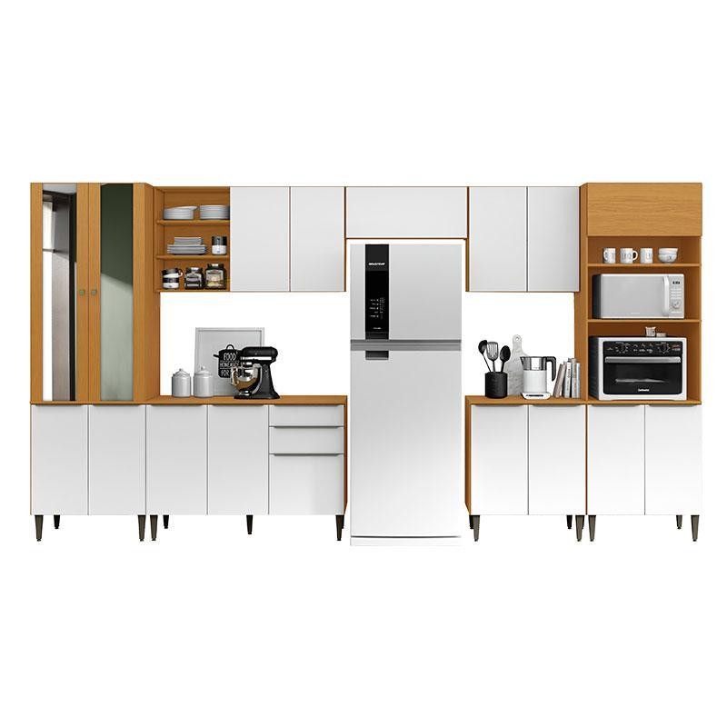 Cozinha Modulada Luana Composição 1 Cinamomo Branco - Aramóveis 