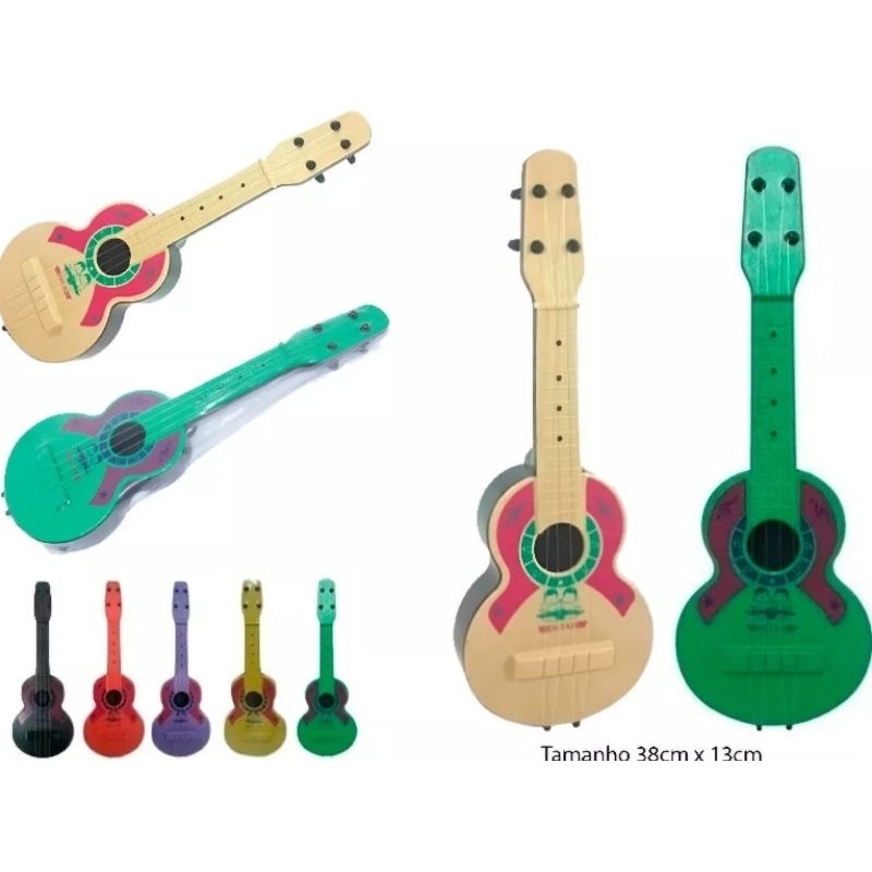 KIT  VIOLÃO  DE PLASTICO DURO INFANTIL 4 CORDAS Material: Plástico (Não Tóxico)  Tamanho aproximado: 39.7 cm