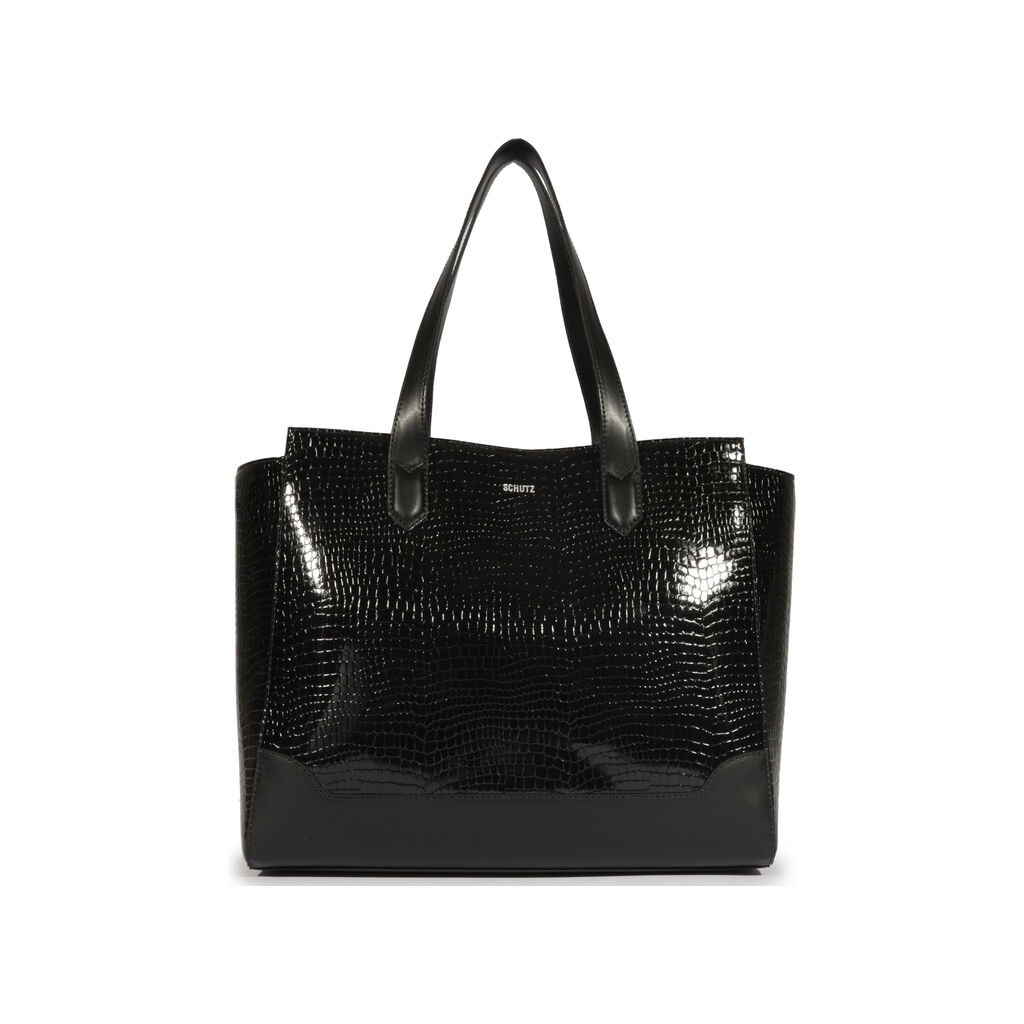 Bolsa Schutz Tote Schutz Couro Croco Preto
