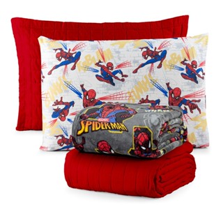 Kit 4 Peças Colcha e Manta Solteiro Disney Homem Aranha Vingadores Homem Ferro Capitão América Antialérgica Super Heroi em Oferta na Shopee