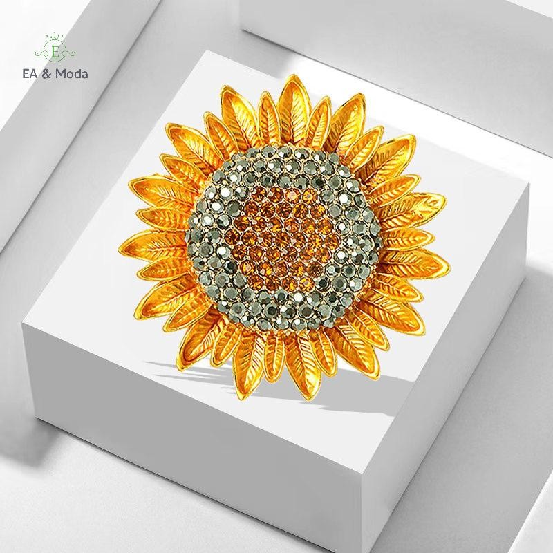 EA & Moda Vintage Coletando Beleza Flor De Girassol Broches Para Mulheres Menina Festa De Casamento Broche Pins Presente