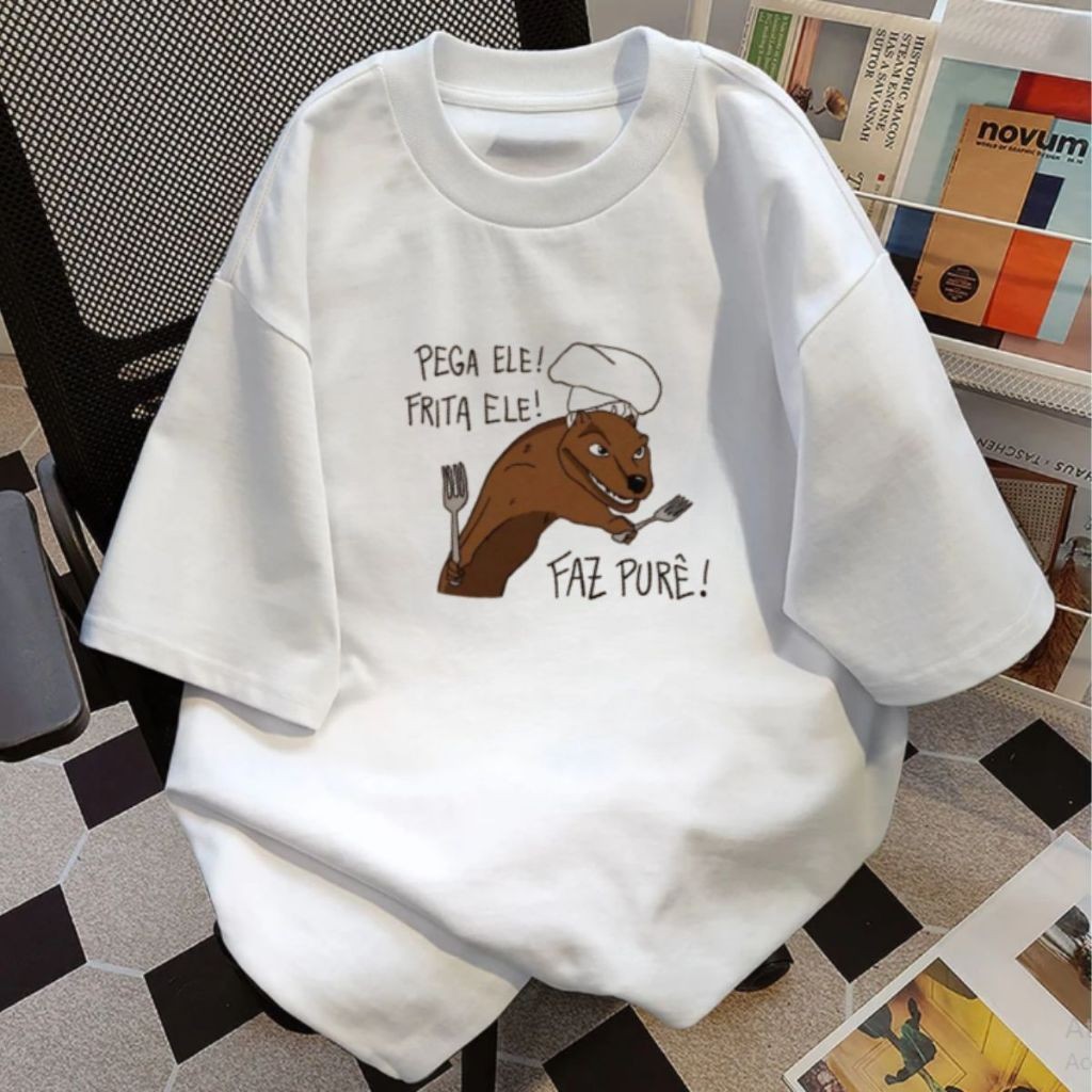 Camisetão Oversized Confortável Meme Andoninha Gola Redonda Confortável Estilo Depojado Algodão Premium