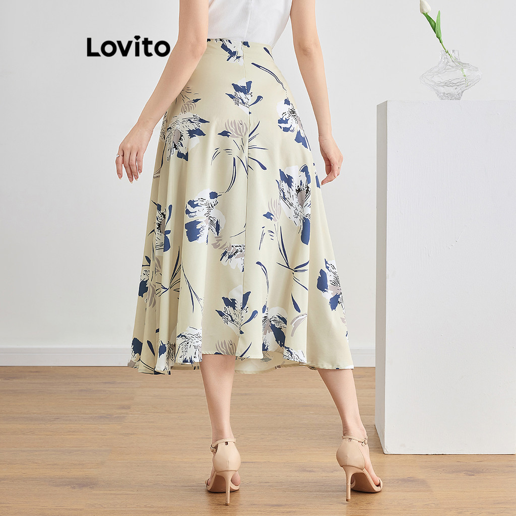 (Trendy) Lovito Saias florais elegantes para mulheres L112ED556 - Women Clothes
