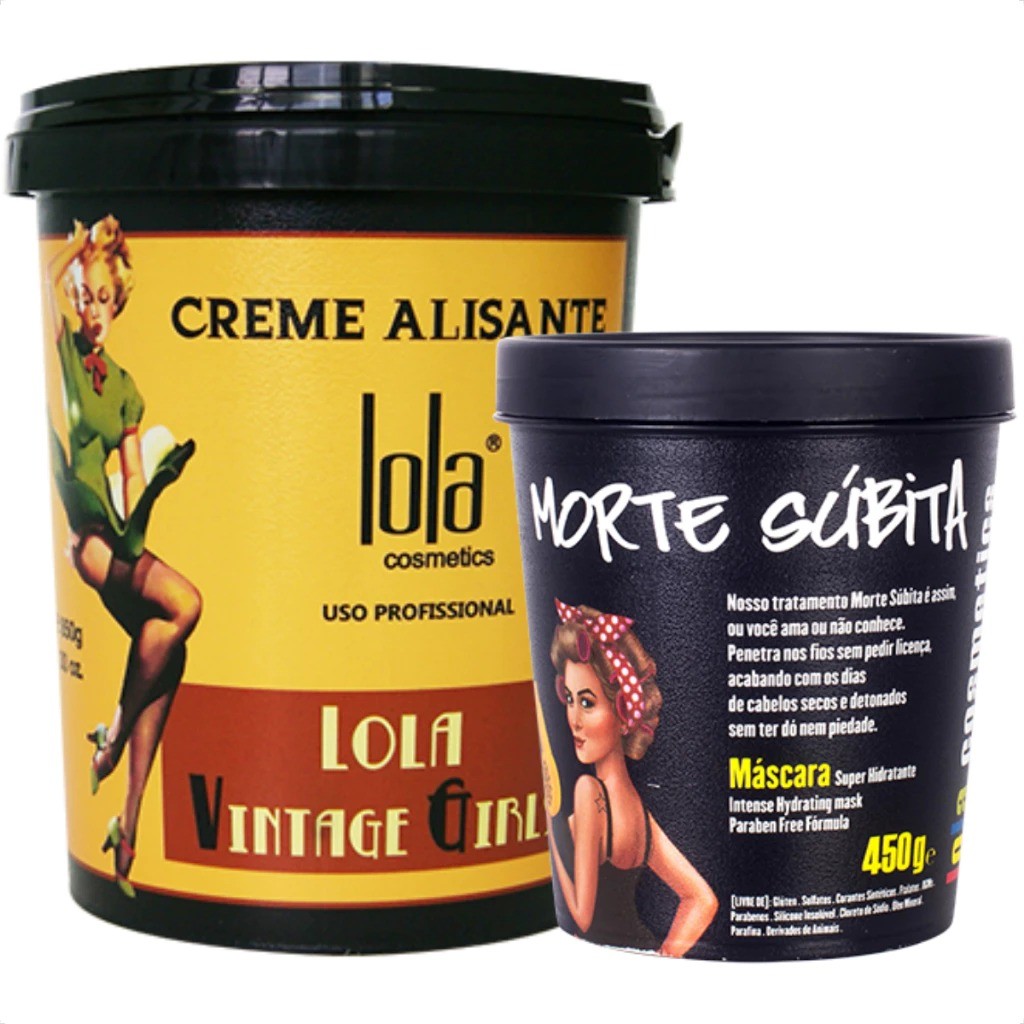 Kit Lola Morte Súbita Máscara 450g + Creme Alisante Vintage 850g em Oferta na Shopee