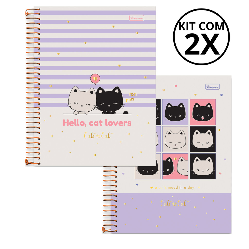 Kit Com 02 Caderno 15 Matérias Colegial Cut & Cat 240 Folhas - CADERSIL KITS:KIT 02 em Oferta na Shopee